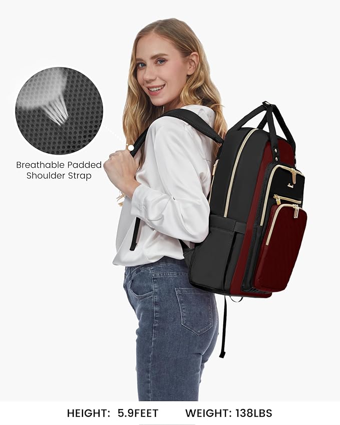 LOVEVOOK Laptop Backpack Purse for Women, 15.6" Laptop Bag for Travel with USB Port, Water Resistant Lightweight Daypacks for College Work Business, Nurse Teacher Computer Backpacks