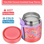 10oz Soup Thermo for Hot Food Kids,Lunch Thermo Kids Food Jar with Spoon Hot Insulated Food Containers,Leak Proof Stainless Steel Wide Mouth Lunch Thermo Jar for School(Pink-Rainbow)