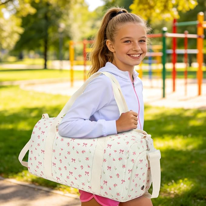 BLUBOON Duffle Bag Girls Kids Cute Gym Bag with Shoes Compartment & Wet Separation Waterproof Sports Overnight Travel Bag
