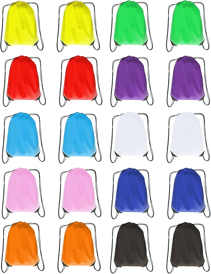 JohahaTim Drawstring Backpack Bulk 20 Pcs Draw String Backpack Bags DIY Gym Sports Traveling Yoga Cinch Bag Sackpack Drawstring (10 Color multi color)