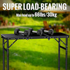 GARLLEN Folding Camping Table, 3 Adjustable Height Lightweight Folding Picnic Table, Aluminum Portable Foldable Outdoor Table for Grill, Camping, Grill, Threaded Install, 35.4" L x 15.7" W, Black