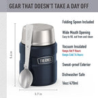 THERMOS Stainless King Vacuum-Insulated Food Jar with Spoon, 16 Ounce, Midnight Blue