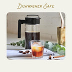 Takeya Deluxe Cold Brew Coffee Maker - BPA-Free Tritan Pitcher with Airtight Leakproof Lid, Silicone Grip Handle, Fine-Mesh Filter - Shatter-Proof, Dishwasher Safe, Made in USA - 1 Quart/Black