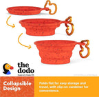 The Dodo Collapsible Dog Bowl, Red; Travel Dog Bowl That Folds Flat and Clips with Carabiner for Easy Storage and Carry