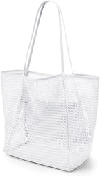 KALIDI Beach Nylon Mesh Tote Bag, Casual Tote Bag Hobo Women Foldable MAX 23L Shoulder Bag For Beach Picnic Vacation