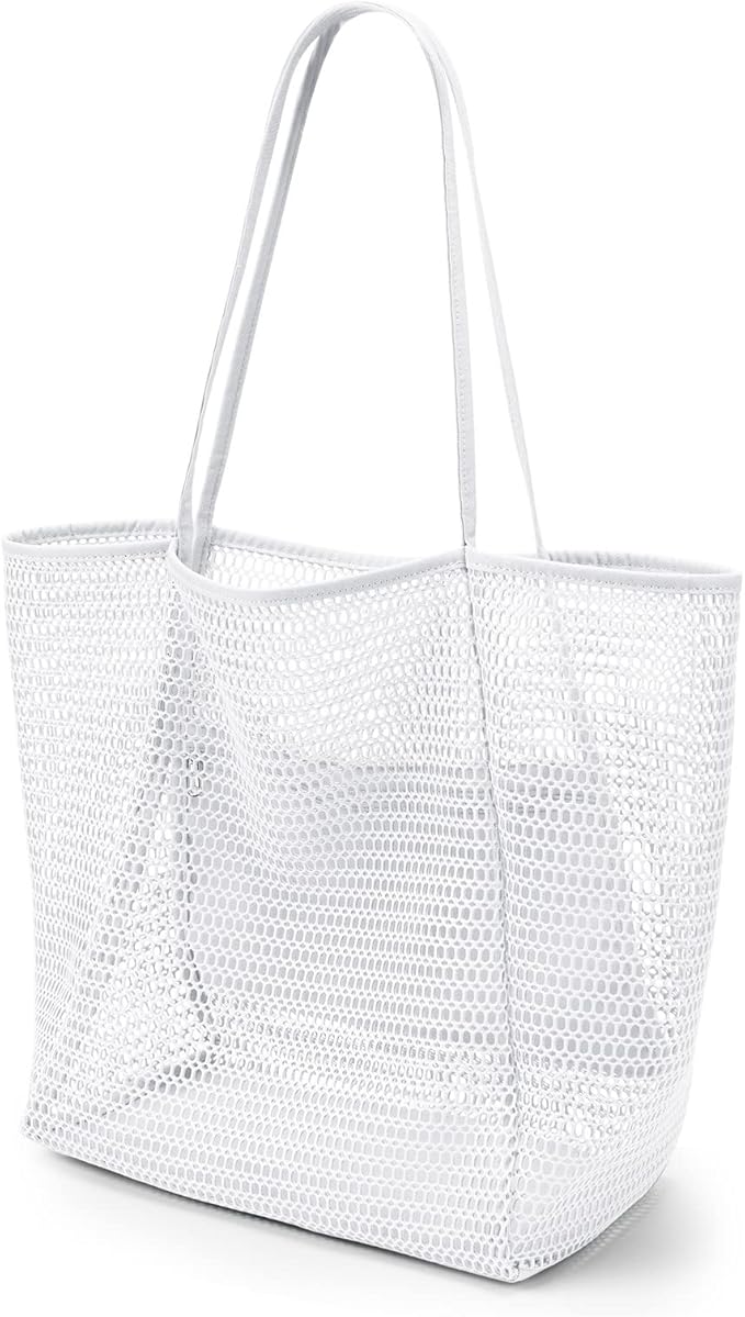 KALIDI Beach Nylon Mesh Tote Bag, Casual Tote Bag Hobo Women Foldable MAX 23L Shoulder Bag For Beach Picnic Vacation