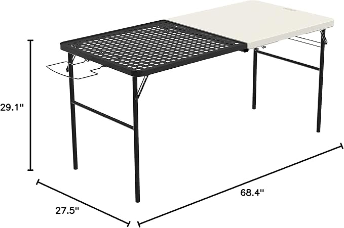 LIFETIME Folding Tailgate Table with Grill Rack, Portable Outdoor Camping Station, 5-Foot