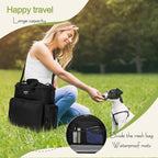 LARIPOP Dog Travel Bag Airline Friendly for Small Medium Large Dogs, Pet Travel Organizer with Collapsible Bowls Food Containers Mat, Waterproof Portable Tote for Dog Outdoor Travel