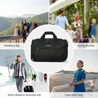 Hanke Large Capacity Travel Duffel Bag, Carry On Luggage with 12 Pockets, 17 Inch Laptop Compartment, Wet Dry Separation & Independent Shoe Bag, Lightweight Foldable Duffel Bag for Women Men（Black）