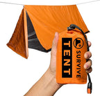 SURVIVE Survival Tent with Doors, 2 Person Mylar Emergency Camping Hiking Shelter for Survival Kits, All Weather Thermal Protection, Includes 22 ft of Paracord and Whistle