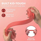 ADOOPE Wired Kids Headphones with USB C Plug, 85dB Safe Volume, Adjustable Headband, Tangle-Free Cord Headphones for School, Tablet, Travel (Coral Red & Soft Peach, Without Microphone)