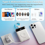 Portable Charger,5000mAh PD 20W Super Fast Charging Power Bank with Built-in Cables,Travel Keychain Battery Pack for Apple Watch Ultra/11/10/9/8/7/6/SE,iPhone 17/16/15/14/13/12 (White)