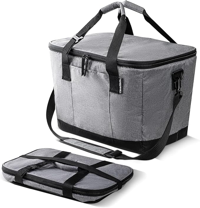 CleverMade Tahoe Collapsible Cooler Bag – Large Portable Cooler Bag for Travel, Foldable Insulated Cooler for Beach, Picnic & Tailgating, Holds Up to 50 Cans, Leakproof Soft Carry Cooler