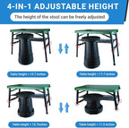 Portable Folding Table and Stool Set, Lightweight Foldable Table & Collapsible Stool for Camping Picnic Beach Fishing, Sturdy Small Outdoor Table with Mesh Layer Storage