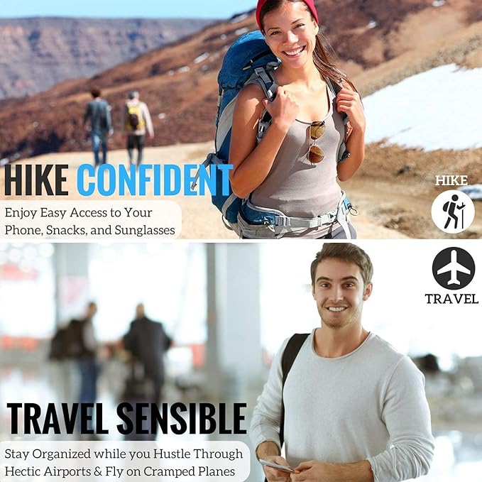 Money Belt for Travel - Hidden Travel Pouch Protect Your Credit and Money With RFID Blocking Passport Holder Waist Wallet (Azure)