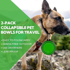 Collapsible Dog Bowl 2 Pack, Dog Water Bowls for Travels, Portable Foldable Pet Bowls Feeding Watering Dish for Parking Walking Camping with 2 Carabiners Clip (12oz, Small, Green+Purple)