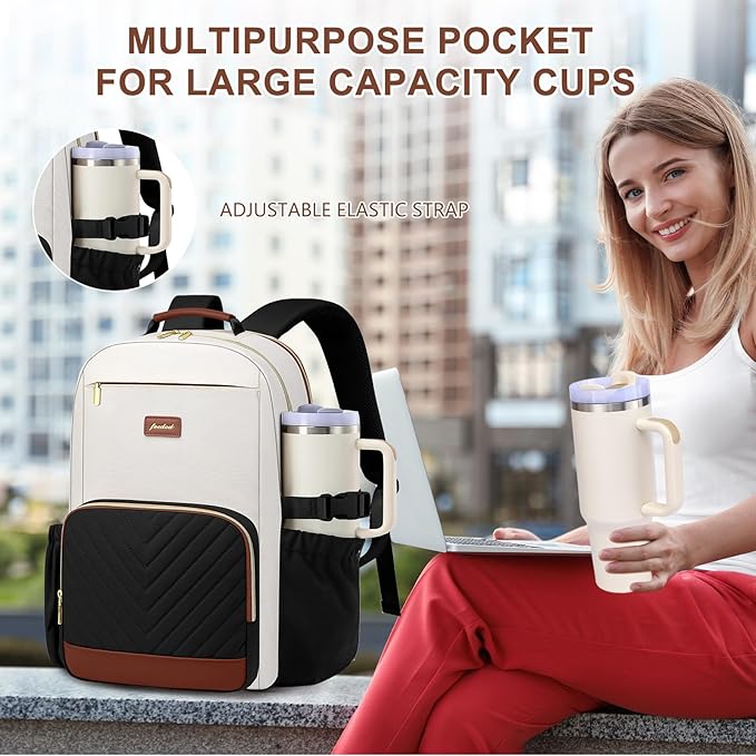 Large Laptop Backpack for Women Bookbag: 18 inch Work School Backpacks with Pocket for Large Capacity Cup & USB Charger College Book Bag Travel Business Nurse Teacher Bookbags Anti-theft Back Pack