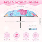 Kids Folding Umbrella Auto Open/Close Umbrellas for Rain Round Corner Safe Design UV Resistant Automatic Children Travel Umbrellas Reinforced Canopy 360° Reflective Strip Lightweight for Girls & Boys