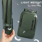 hk Backpack for Men Business Slim Backpack with USB Charger Computer Lightweight Anti-theft Travel (Green, 15.6 Inch)
