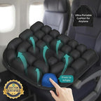Inflatable Travel Seat Cushion for Airplane - Portable Air Pad with Built-in Pump for Long Flights & Car Rides - Ergonomic Tailbone Pain Relief for Office Chair, Wheelchair, Stadium