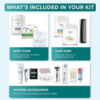 20 Piece Hygiene Kit Bulk, Travel Size Toiletries Set, Care Package Supplies, Mini Deodorant Shampoo Body Wash Toothbrush Toothpaste Razor Kit, TSA Approved, Clear Bag