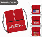 Drawstring Backpack Large Sports Draw String Bag for Women and Men (Red)