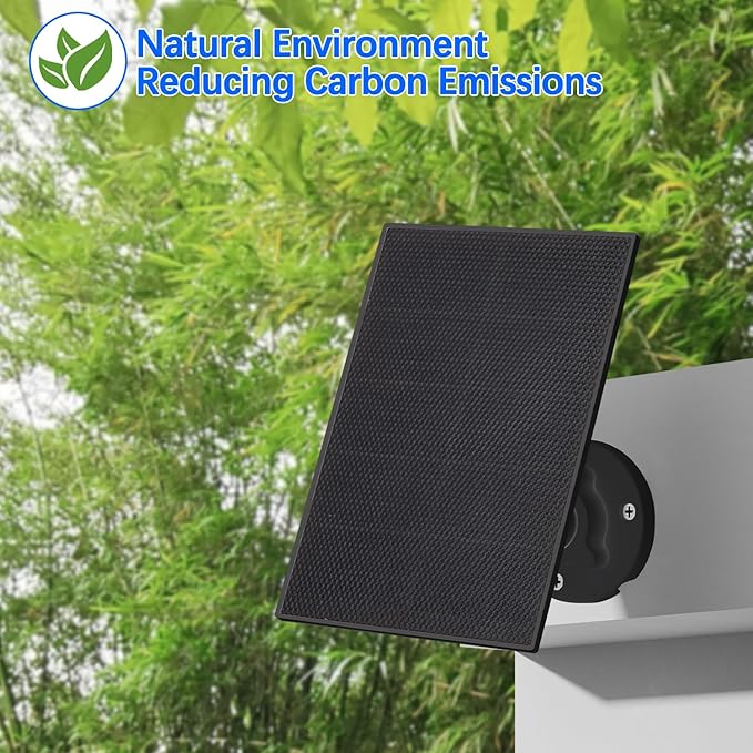 4W Solar Panels for Smart Security Camera, 2-Pack Solar Panels with Micro USB & USB-C Port for DC 5V Outdoor Rechargeable Battery Camera, IP65 Waterproof, 360° Adjustable Security Mount, Black