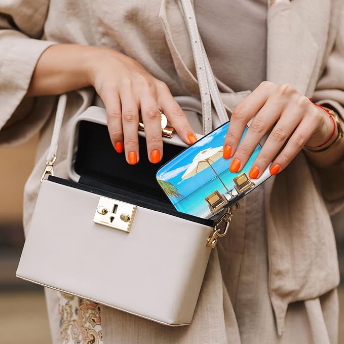 Credit Card Holder, Mini Aluminum Card Wallet RFID Blocking Slim Metal Hard Card Case for Women Men, Sea