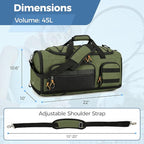 Searock 45L Gym Bag for Men, 3-In-1 Duffle Bag Backpack for Travel, Sports Duffel Bags for Gym Workout, Weekender Overnight Bag with Shoe Compartment, Wet Pocket, Green