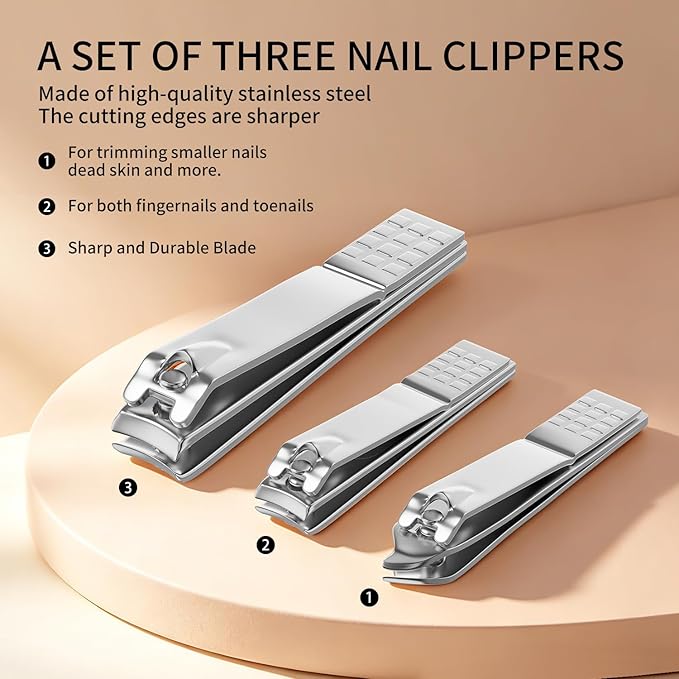 ZIZZON Manicure, Pedicure Kit, Nail Clippers Set of 12Pcs, Professional Grooming Kit, Nail Tools with Luxurious Travel Case Black