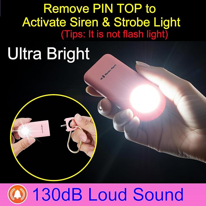 130dB Personal Safety Alarm Ultra Bright Strobe Light. Loud Sound SOS Emergency Alerts. Self Defense Keychain Siren for Women, Children, Night Runners, Hiking. Bear Alarm Deterrent. Aqua