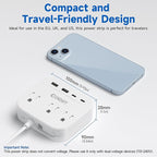 UK European Plug Adapter, Unidapt US to Europe Power Strip for EU/UK/US with Built in USB C Cord and 4 USB Ports, 3 AC Outlets, Wall Mountable, 5ft Extension Cord, for Travel Cruise Ship Home