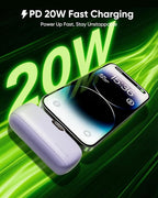 Kuulaa Portable Charger with Built-in Lightning Cable 5000mAh Small iPhone Fast Charging Mini Portable Phone Charger for iPhone 14/13/13 Pro/12/12 Pro/11/XR/XS/X/8/7/6, Purple