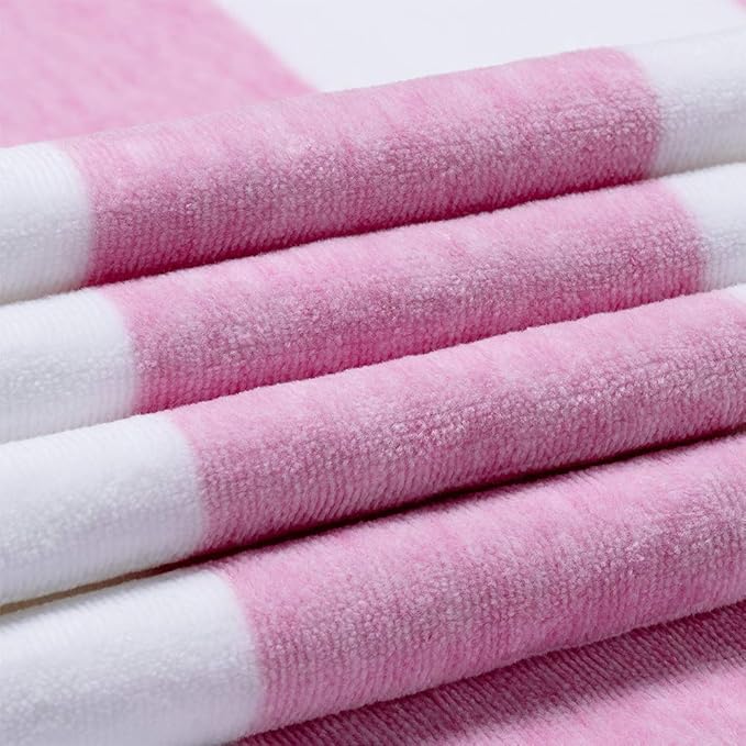HENBAY Cotton Oversized Beach Towel - Large 70 x 35 Inch Pool Towel, Rose Red Striped Quick Dry Swimming Cabana Towel