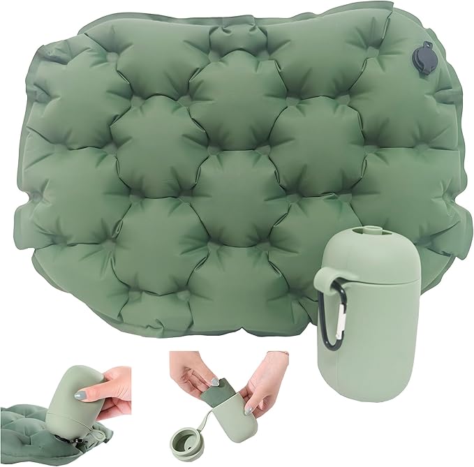 Inflatable Seat Cushion with Portable Air Pump, Portable Seat Cushion for Airplane Travel, Camping Pad & Stadium , Lightweight Travel Seat Cushion for Long Flights, Office, and Outdoor Activities