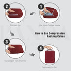 PANDA JOYS 4 Set Compression Packing Cubes Travel - Travel Accessories Expandable Packing Organizers for Carry On - Essentials Luggage Bags - Burgundy