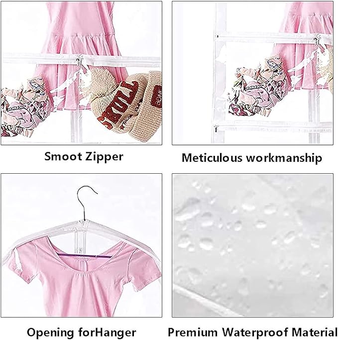 Waterproof Hanging Garment Bag,35 Inch Garment Bags For Hanging Clothes,Garment Bags For Travel Storage,Kids Garment Bag with Full Zipper for Dance Costumes,Sports,Skating,Theatre,Beauty Pageants