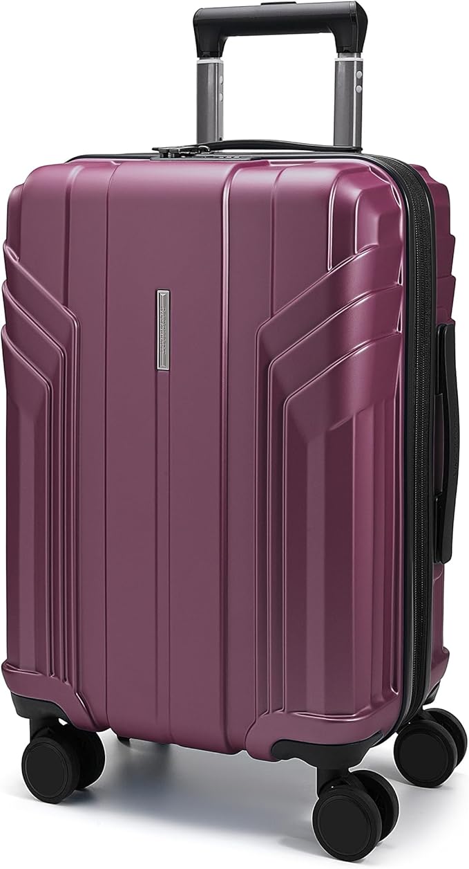 BAGSMART Expandable Carry On Luggage 22x14x9 Airline Approved, 20 Inch Travel Luggage with Spinner Wheels, Lightweight Hard Shell Suitcase Carry on Purplish Red