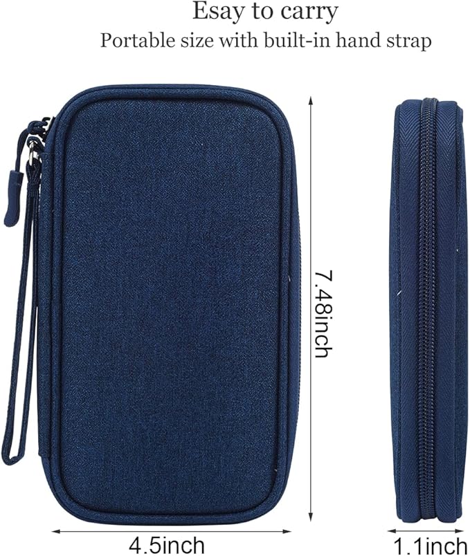 CAAORDKSO Electronic Organizer Travel Cable Accessories Case, Organizer Bag, Accessories Pouch for Cable, USB, Cord, Charger, Phone, Power Bank, Earphone (Navy Blue)