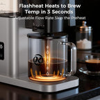 Kismile SCA-Certified 8 Cup Drip Coffee Maker, Pour Over Coffee Machine with 3s Instant Heat 197–205℉, Adjustable Flow Control, Removable Water Tank, Deep Cold Brew & 40 Min Keep Warm (Silver)