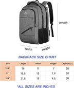 MATEIN 18 Inch Extra Large Laptop Backpack, 50 L Travel Backpack with Anti Theft Pocket & TSA Laptop Compartment for Men Women, Multiple Pockets Business Computer Carry On, Grey