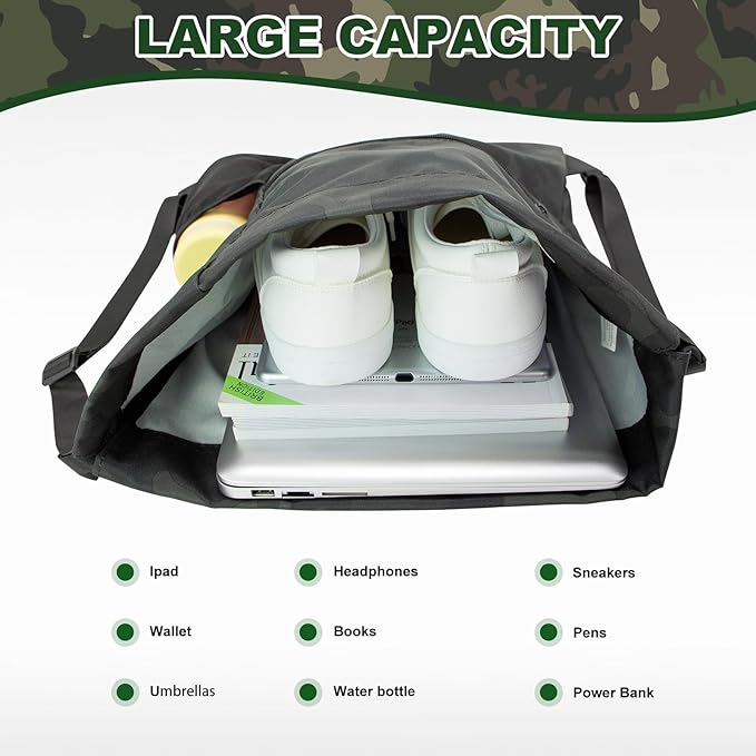 HOLYLUCK Men & Women Outdoor Sport Gym Sack Waterproof Drawstring Backpack Bag (Standard with width webbing, Black Camo-1)