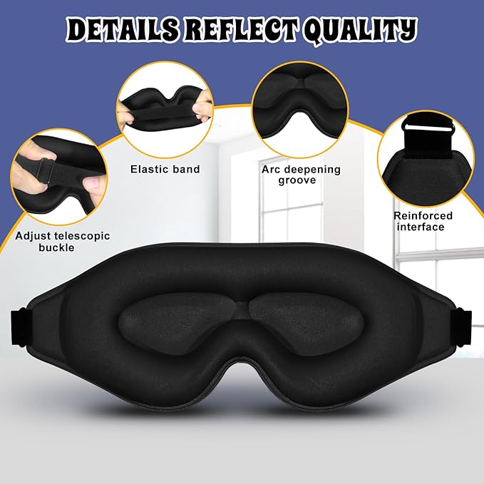 3D Advanced Eye Mask for Sleeping，Ultra Delicate Soft Skin Friendly Eye mask，100% Blackout Sleep Eye Mask for Sleep, Eyelash Extension Sleep mask