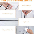 2 Pack Full Clear Garment Bags with Side Zipper, 40" Clothes Covers with 10" Gusset, Transparent Hanging Suit & Coat Covers for Closet Storage, Dresses, Windbreakers, Jackets