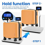 MaxWorks Digital Platform Scale 440 lb Capacity Stainless Steel Shipping Scale USB-C Rechargeable with LCD Display for Packages Luggage & Warehouse Use 51076
