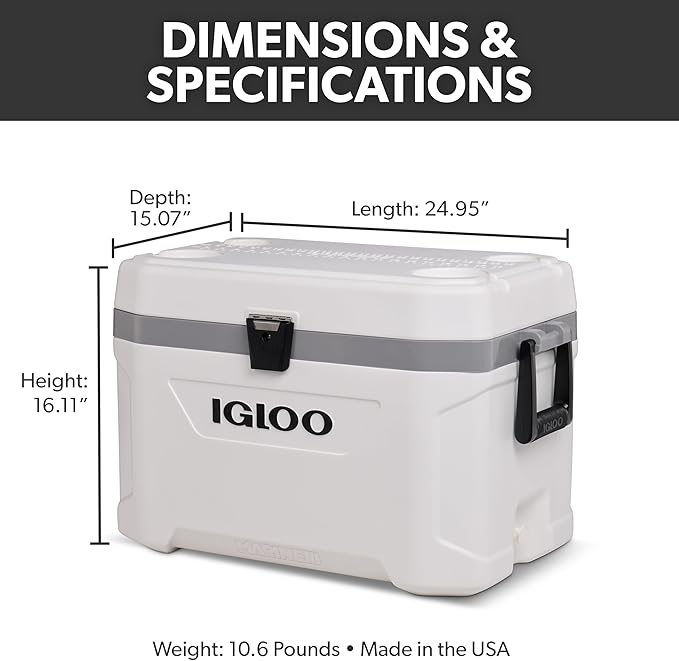 Igloo Marine Cooler | Insulated Hard Shell Ice Chest |Great for Fishing, Camping, Boating, & More