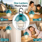 HOMY LED Camping Light Rechargeable Waterproof Vintage Tent Light with Warm Glow, Dimmable Outdoor Lantern for Camping, Emergencies, and Power Outages