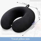 Black Travel Neck Pillow Memory Foam Airplane Pillow for Neck and Head Support Soft Portable U Shape Neck Pillow for Plane, Car & Home Office Use