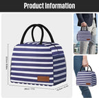 douyadady Lunch Bag Women/Men Lunch Box Women/Men (Dark blue+White Stripes)