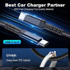 iPhone 17 Car Charger USB C Fast Charge Cable, 78W 4 Port Metal Car Phone Charger Adapter with Voltmeter PD 30W & QC3.0 Cigarette Lighter USB Adapter for iPhone 17/16/15, Galaxy, iPad, Android